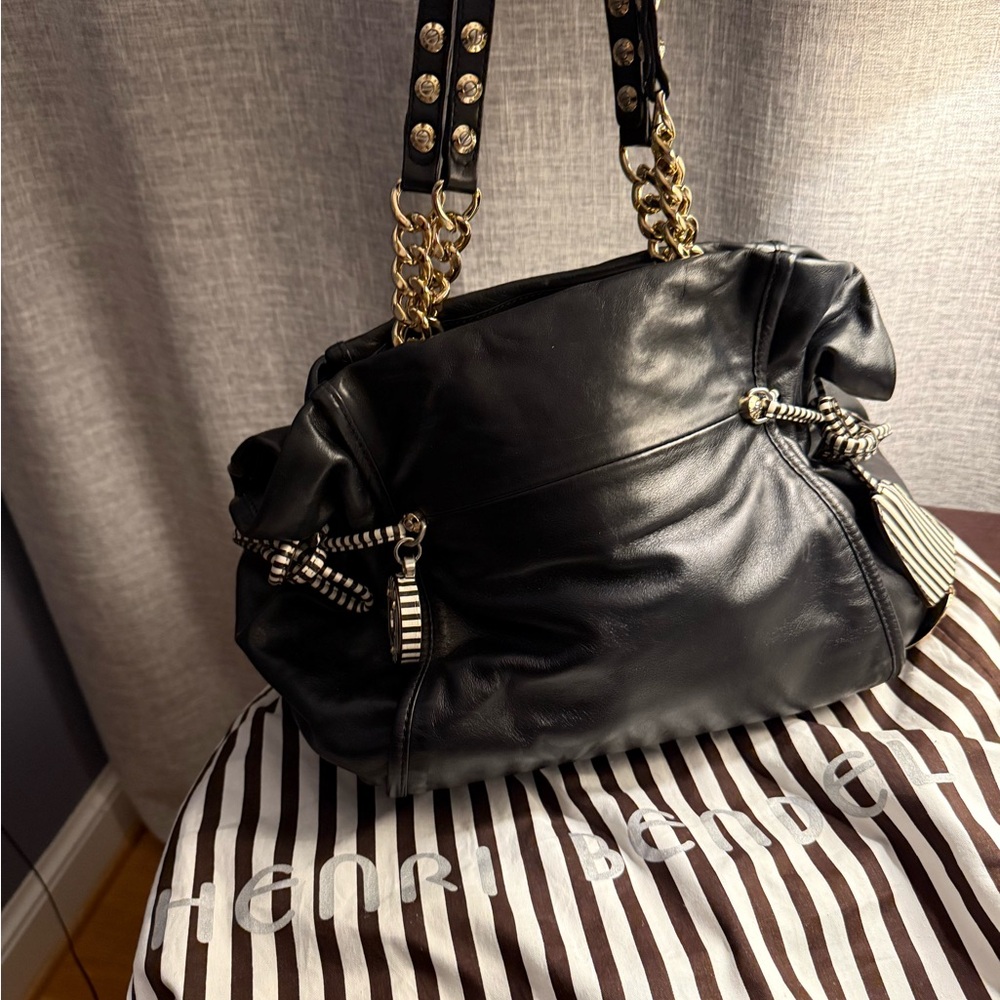 Henri Bendel Black and Gold Shoulder Bag